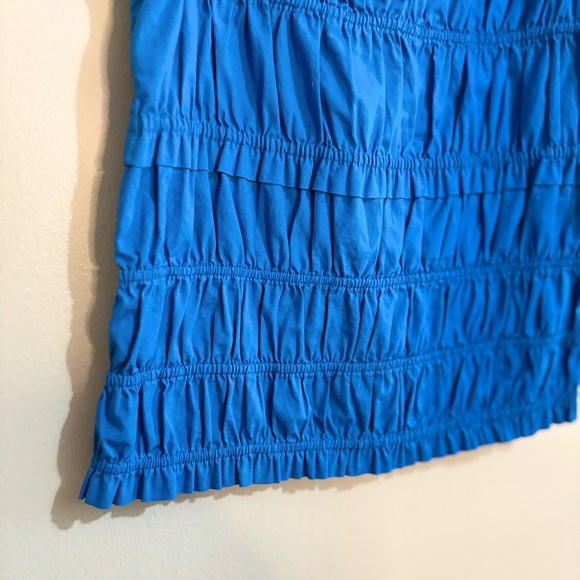 3/$10⚡️Joe Fresh Blue Smocked Ruffled 100% Cotton Off the Shoulder Top - Picture 8 of 13